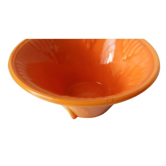 Art Deco Akro Agate Orange Dart Bowl Vase Vintage Small Planter Flower Pot - Picture 3 of 4